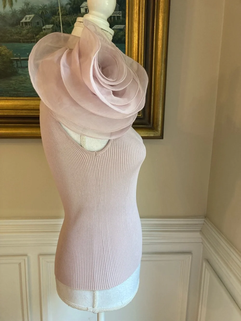ZARA Lavender 3D Big Flower One Shoulder Top - Picture 6 of 13